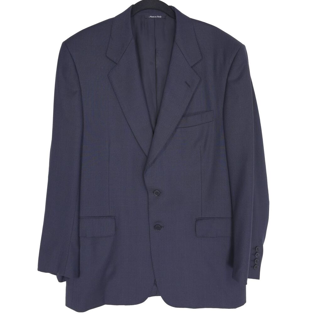 BARNEYS NEW YORK Sport Coat PIATTELLI 42R 100% WOOL City ITALY MADE Navy Blazer‎